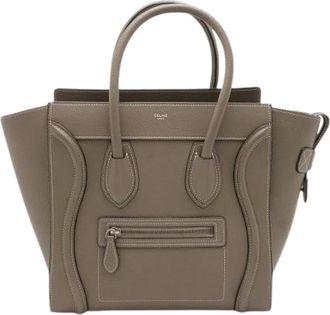 Celine Pre-owned Luggage Micro Shopper Tote Bag Leather - Dames - Vintage Shopper - Grijs - ONE Size - Leer - Vintage