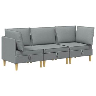 vidaXL Juego De Sof&aacute; Modular Con Almacenamiento 3 Pcs Gris Claro Tela Vidaxl