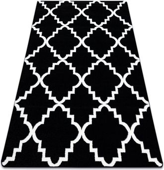 RugsX Rugsx - Alfombra Sketch - F343 Negro/crema Enrejado Tr&eacute;bol Marroqu&iacute; Black 200x290 Cm