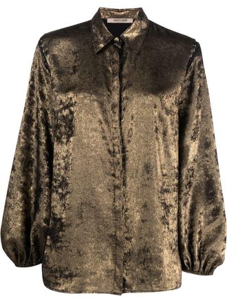 Roberto Cavalli Camicia con maniche lam&eacute; - Marrone