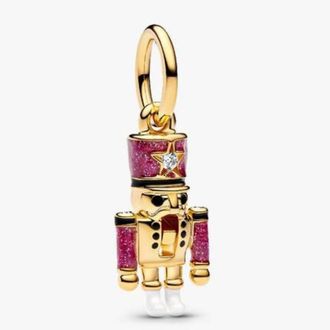 Pandora Moveable Nutcracker 14k Gold-plated Dangle Charm