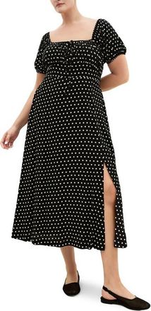 City Chic Abbie Floral Print Midi Dress in Mini Polka Dot at Nordstrom, Size 18W