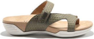 Hälsa Footwear Hälsa Darline Asymmetrical Slide Sandal in Green Leather at Nordstrom, Size 6.5