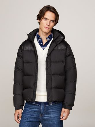Tommy Hilfiger Steppjacke TOMMY HILFIGER MIX DOWN HOODED PUFFER JACKET, Herren, Gr. XXL, schwarz, Web, Obermaterial: 100% Polyester. Futter: 100% Polyamid. Wattierun