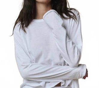 The Great. Long Sleeve Crop Tee In True White