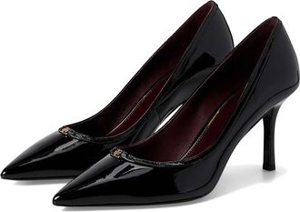 Tory Burch Double T-Buckle Pump 80 mm High Womens Heels Perfect Black/Perfect Black : 10 M, Leather