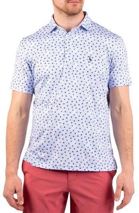 Tailorbyrd Vintage Stars Print Performance Polo in Blue at Nordstrom Rack, Size Xx-Large