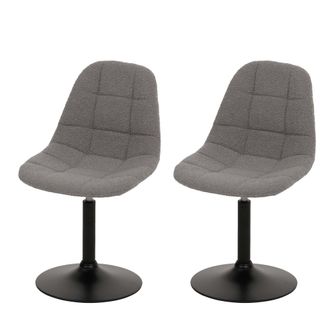 Hhg Nunca Usado] Juego De 2 Sillas De Comedor Hhg 842, Silla De Cocina Silla Giratoria, Acero Mvg Tela/textil Boucl&eacute; (450g/m&sup2;), Gris