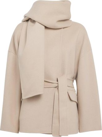 Maje Wool-blend Double-faced Jacket In Neutral Size S