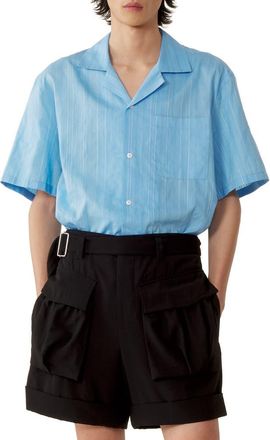 Lanvin Textured Shirt In Cotton And Silk in Periwinkle at Nordstrom, Size 39S Eu