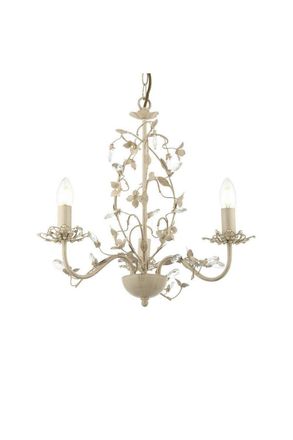 Netlighting Lullaby 3 Light Multi Arm Ceiling Pendant Flower Design Cream Brushed Gold Pearl Effect Acrylic E14
