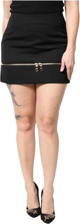 Dolce & Gabbana Hoge Taille Zwarte Wollen Mini Rok - Dames - Korte rokken - Zwart - M - Wol - Rokken