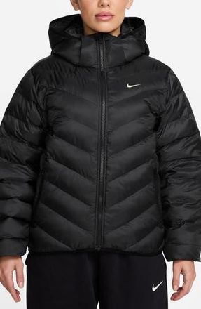 Nike Sportswear Therma-FIT Water Resistent Puffer Jacket with Removable Hood in Black/Sail at Nordstrom Rack, Size X-Small