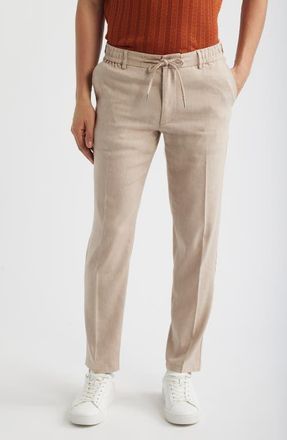 BOSS Kane Linen Blend Drawstring Pants in Open Beige at Nordstrom, Size 34 X 32