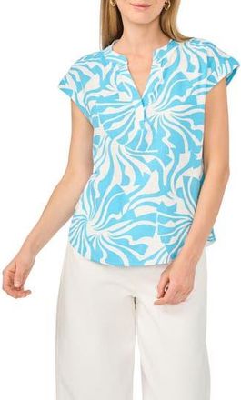 Vince Camuto Split Neck Cap Sleeve Top in Nile Blue at Nordstrom Rack, Size X-Small