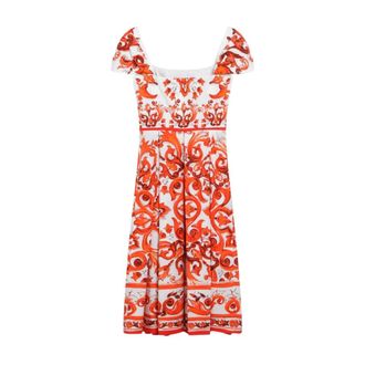Dolce & Gabbana Dames, Jurken, Oranje, Maat: L Katoen