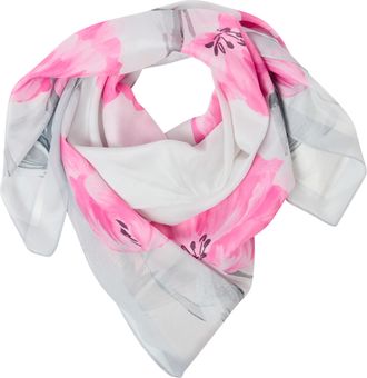 Laura Scott Modetuch LAURA SCOTT, Damen, pink, wei&szlig;, Web, Polyester, bedruckt, gebl&uuml;mt, gemustert, Modet&uuml;cher Modetuch, gebl&uuml;mt und gemustert, feine Webstruktur, 