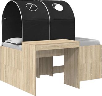 vidaXL Cama Con T&uacute;nel 3 Uds. Roble Sonoma Y Negro Madera De Ingenier&iacute;a Vidaxl
