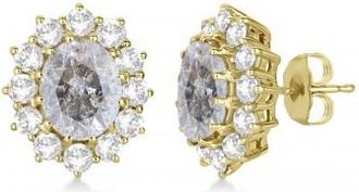 Allurez Oval Salt & Pepper and White Diamond Earrings 14k Yellow Gold (5.55ctw)