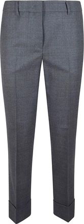 Incotex Lichtgrijze wollen broek - Dames - Straight fit broeken - Grijs - M - Wol - Broeken