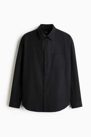 H&M Relaxed Fit Shirt in Black at Nordstrom, Size Xx-Large