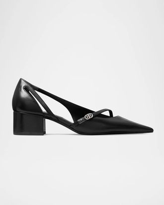 Tory Burch 45mm Double T Buckle Leather d & apos;Orsay Pumps