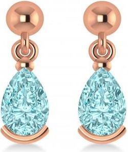 Allurez Aquamarine Dangling Pear Earrings 14k Rose Gold (2.00ct)
