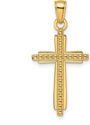 Diamond2Deal 14k Yellow Gold Polished Textured Fancy Cross Pendant