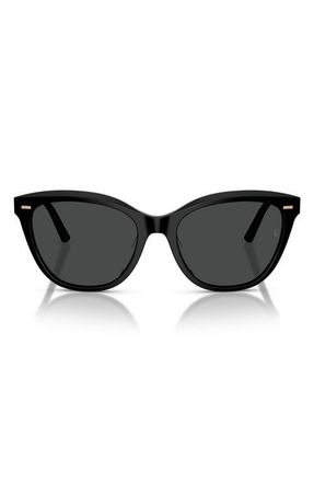 Oliver Peoples x Roger Federer Mr. Federer 55mm Cat Eye Sunglasses in Black /Dark Slate at Nordstrom