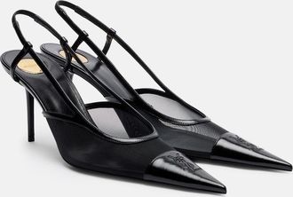 Saint Laurent Salones destalonados Ren&eacute;e 75 de malla y piel