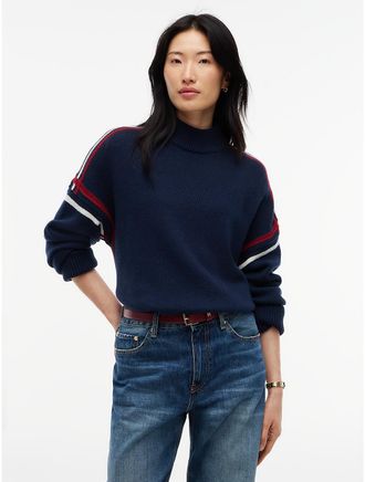 Tommy Hilfiger Womens Relaxed Fit Wool Mockneck Sweater - Dark Blue - M