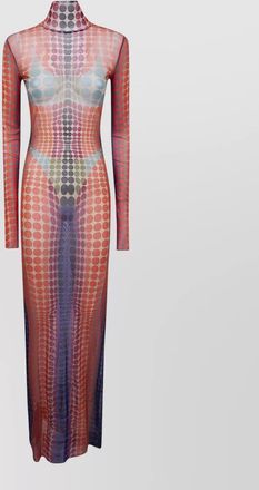 Jean Paul Gaultier maxi dress high neck long sleeves sheer