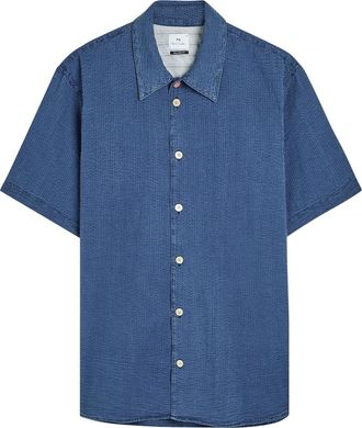 Paul Smith Relaxed Textured Cotton Shirt - Blue - XL