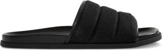 Gucci Zwarte Canvas Open Teen Slide Sandalen - Heren - Sandalen - Zwart - 44 EU - Schoenen