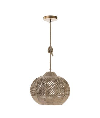 Els Banys L&aacute;mpara techo esfera de cuerda natural marr&oacute;n