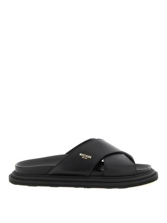 Moschino Leather Sabots With Logo