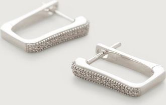 Monica Vinader Sterling Silver Alta Capture Diamond Huggie Earrings Diamond