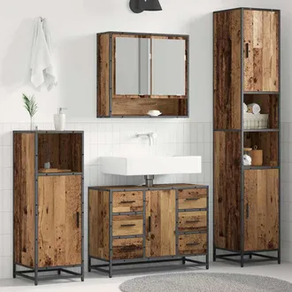 vidaXL Vidaxl Set Di Mobili Per Il Bagno 3 Pz Legno Vecchio 90 X 33 X 60