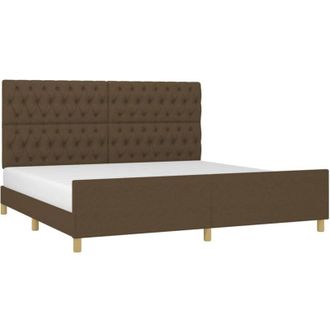 vidaXL Estructura De Cama Con Cabecero De Tela Marr&oacute;n Oscuro 200x200cm Vidaxl