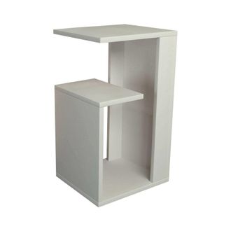 Dmora Mesa de caf&eacute; efecto madera blanco 35x30 h60 cm
