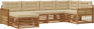 vidaXL Conjunto De Sof&aacute;s De Exterior 6 Uds. Natural Y Beige Vidaxl