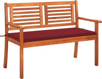 vidaXL Vidaxl - Banco De Jard&iacute;n 2 Plazas Madera Maciza Eucalipto Y Coj&iacute;n 120 Cm