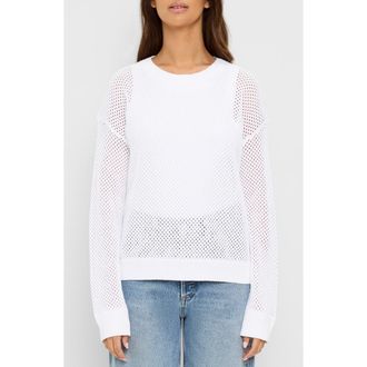 Michael Stars Sara Sheer Cotton Mesh Sweater in White at Nordstrom, Size Small
