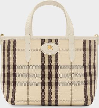 Burberry Mini Reversible Check & Leather Tote Bag