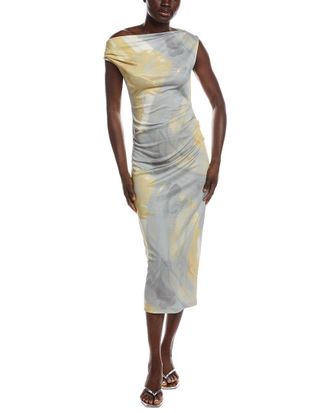 Kenneth Cole Off Shoulder Ruched Waist Midi Dress