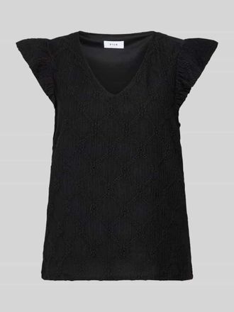 Vila Bluse mit V-Ausschnitt Modell DELEA in Black, Gr&ouml;&szlig;e XS