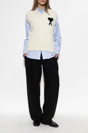 Ami Wool Vest, Womens, White
