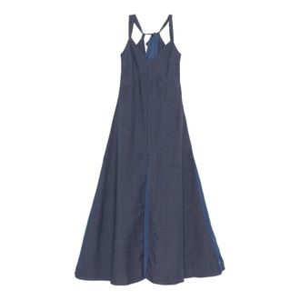 120% Lino 120% Lino, Maxi Dresses, female, Blue, Size: XL Long Linen Dress