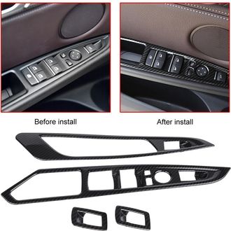 OEM Juego De 4 Piezas De Embellecedores De Fibra De Carbono Para Interruptores De Ventanas De Autom&oacute;viles Bmw X5 F15 X6 F16 14-18