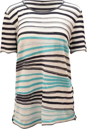 Armani Collezioni Knit Stripe T-Shirt in Multicolor Polyester